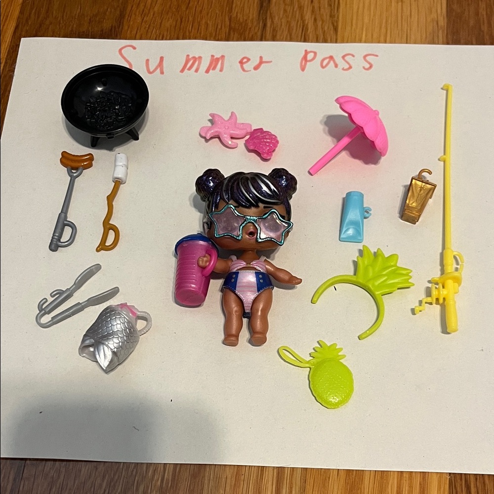 L.O.L. Surprise! Summer Pass Doll with Pink and Blue Accessories